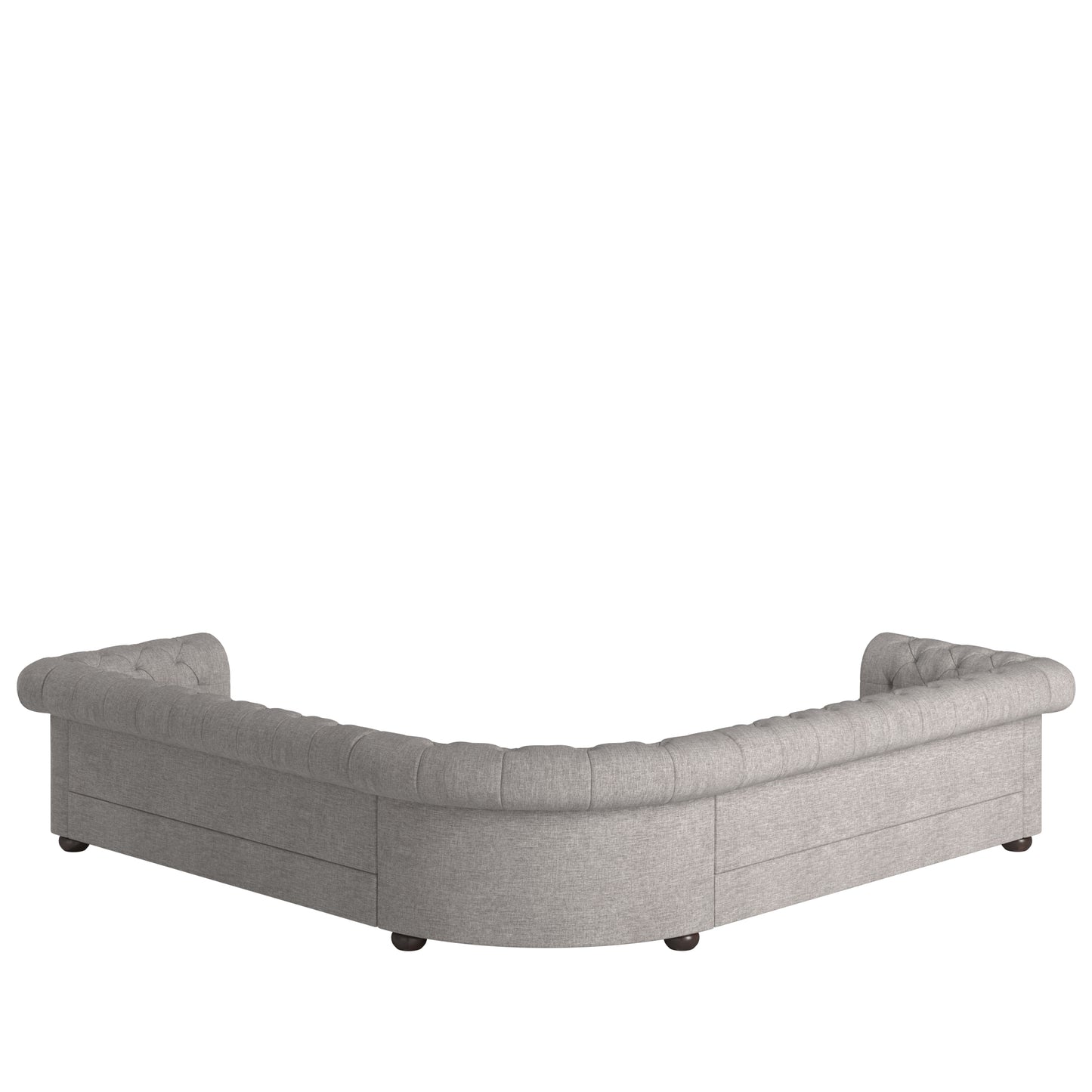 7-Seat L-Shaped Chesterfield Sectional Sofa - Grey Linen