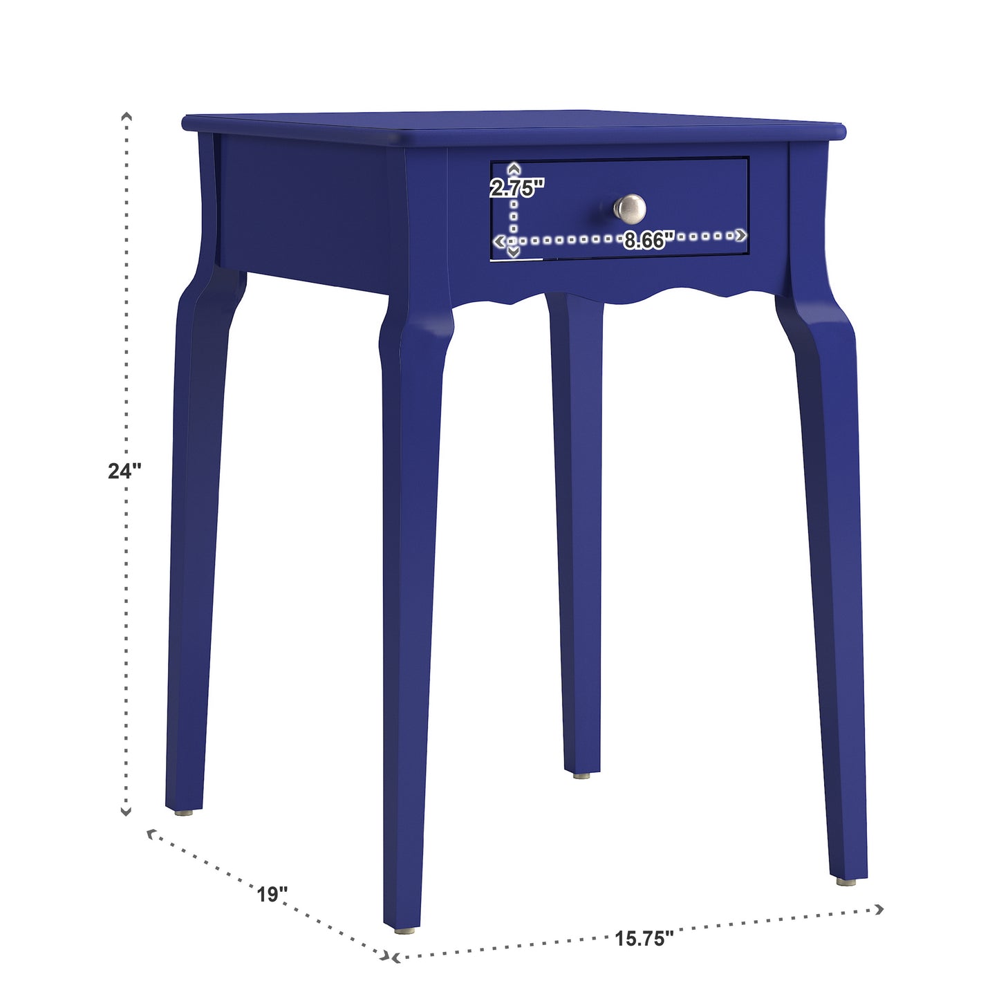 1-Drawer Wood Side Table - Twilight Blue