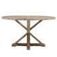 Wood Round 5-Piece Dining Set - Grey Finish, Beige Linen, 54-inch Table