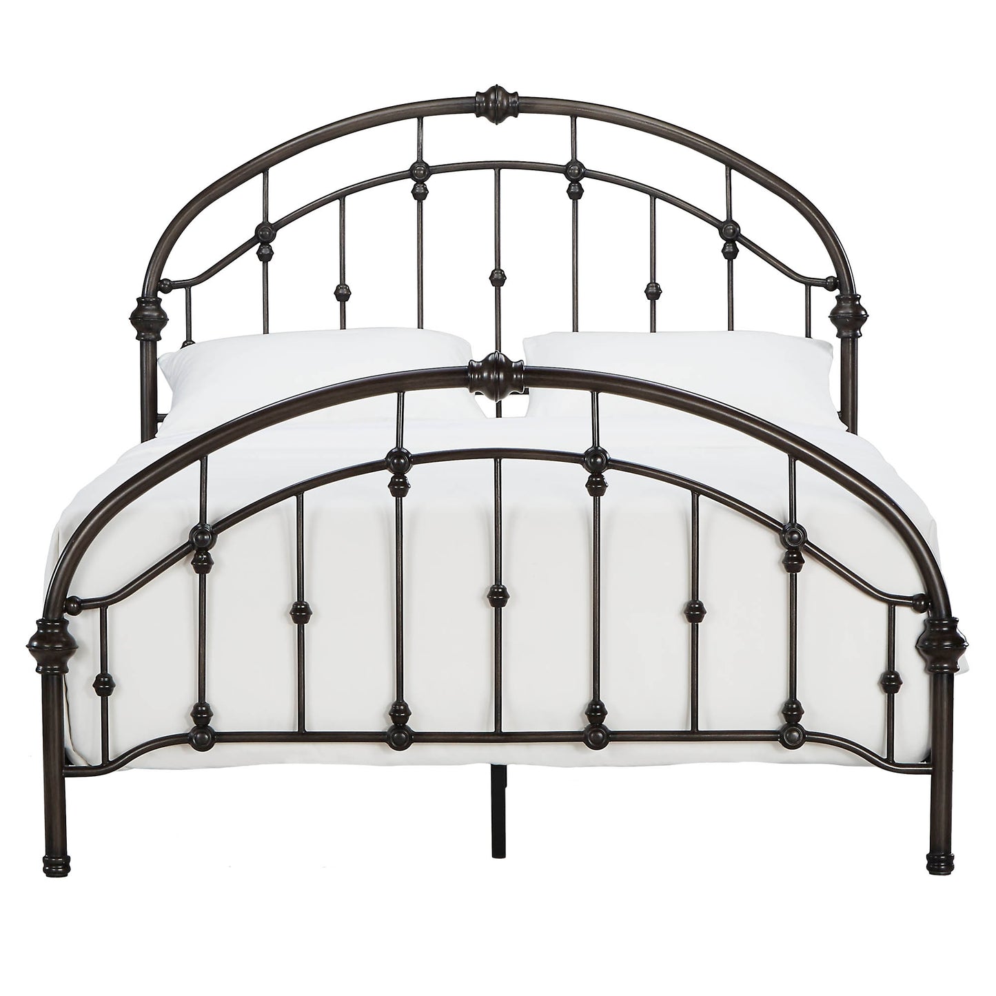 Curved Double Top Arches Victorian Iron Bed - Antique Dark Bronze, Queen Size