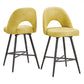 Metal Swivel Stools (Set of 2) - Yellow PU Leather, 24" Counter Height
