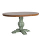 Two-Tone Oval Solid Wood Top Extending Dining Table - Oak Top with Antique Sage Green Base