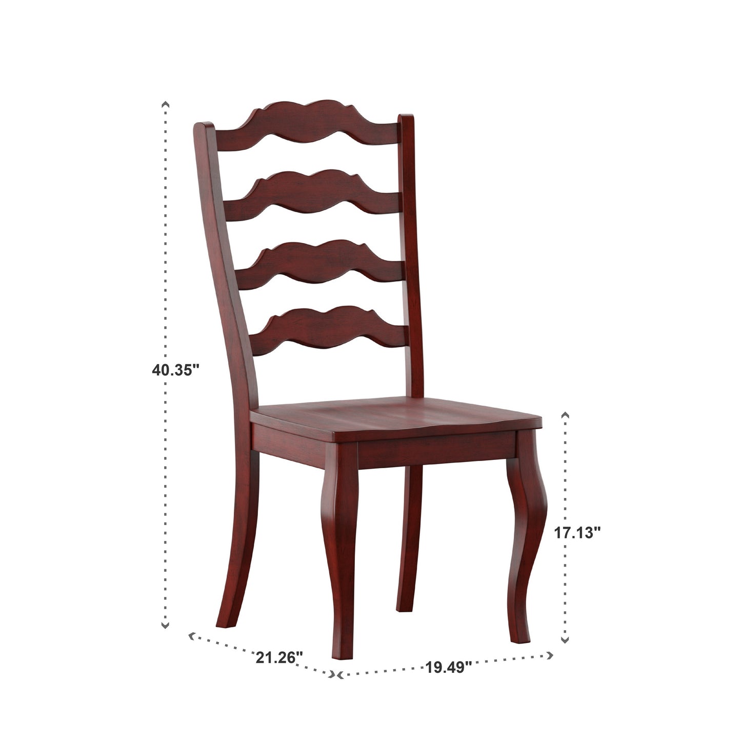 French Ladder Back Wood Dining Chairs (Set of 2) - Antique Berry Red