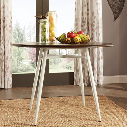 Two-Tone Wood Dining Table - White Base
