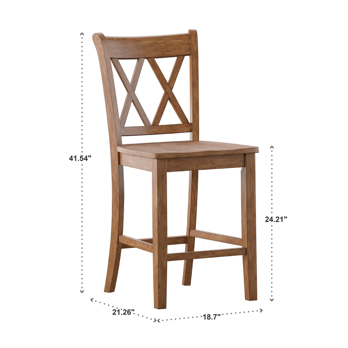Double X-Back Counter Height Chairs (Set of 2) - Oak Finish