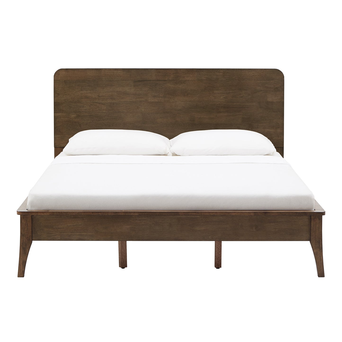 Wood Platform Bed - Walnut Finish, Queen Size