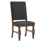 Nailhead Upholstered Dining Chairs (Set of 2) - Burnished Dark Oak Finish, Dark Gray Linan