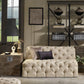 Beige Linen Tufted Chesterfield Modular Sectional - 4-Seat, L-Shaped, Right Arm Chaise Sectional