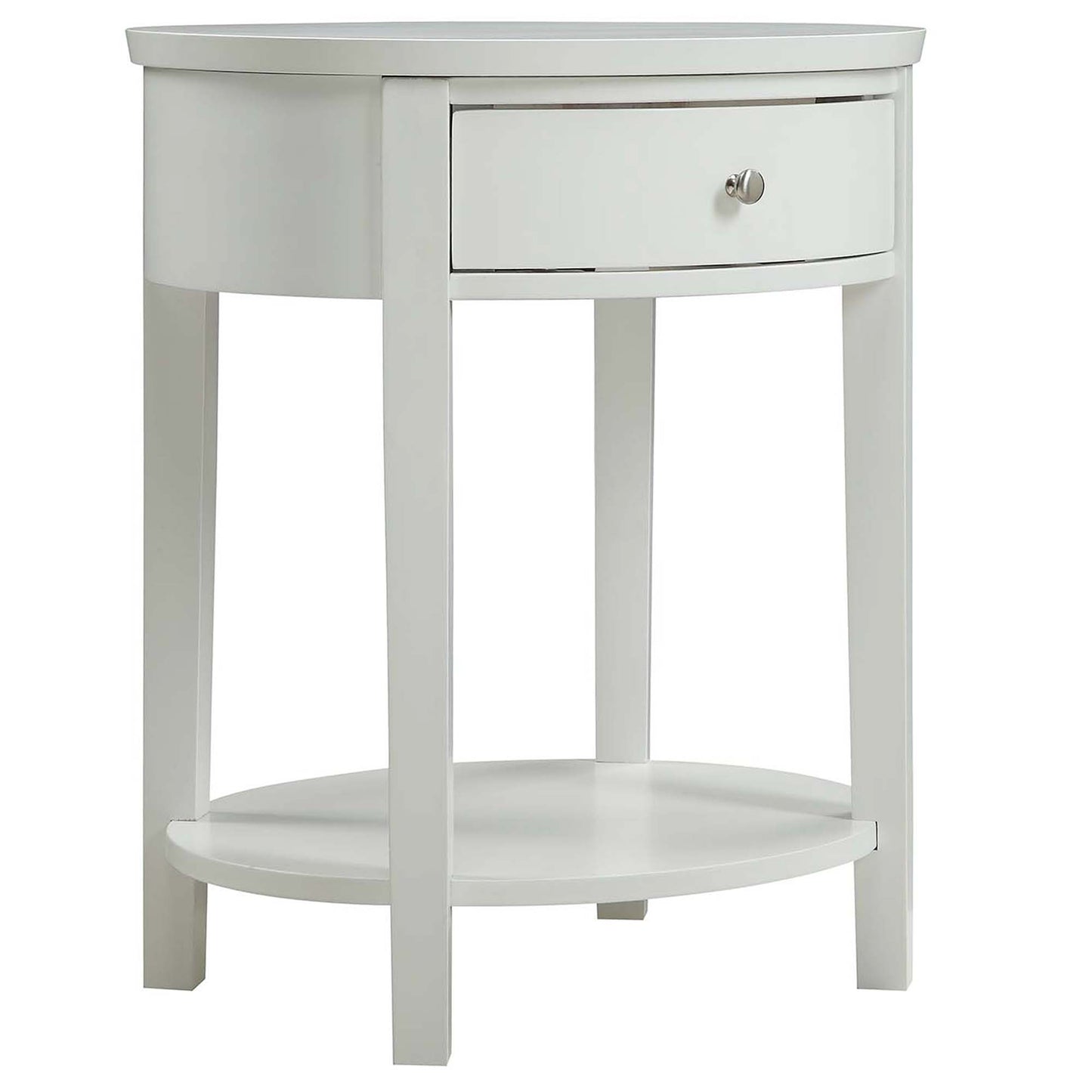 1-Drawer Oval End Table - White