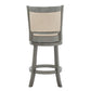 Upholstered Back Swivel Stool - 24" Counter Height, Antique Grey Finish, Beige Linen