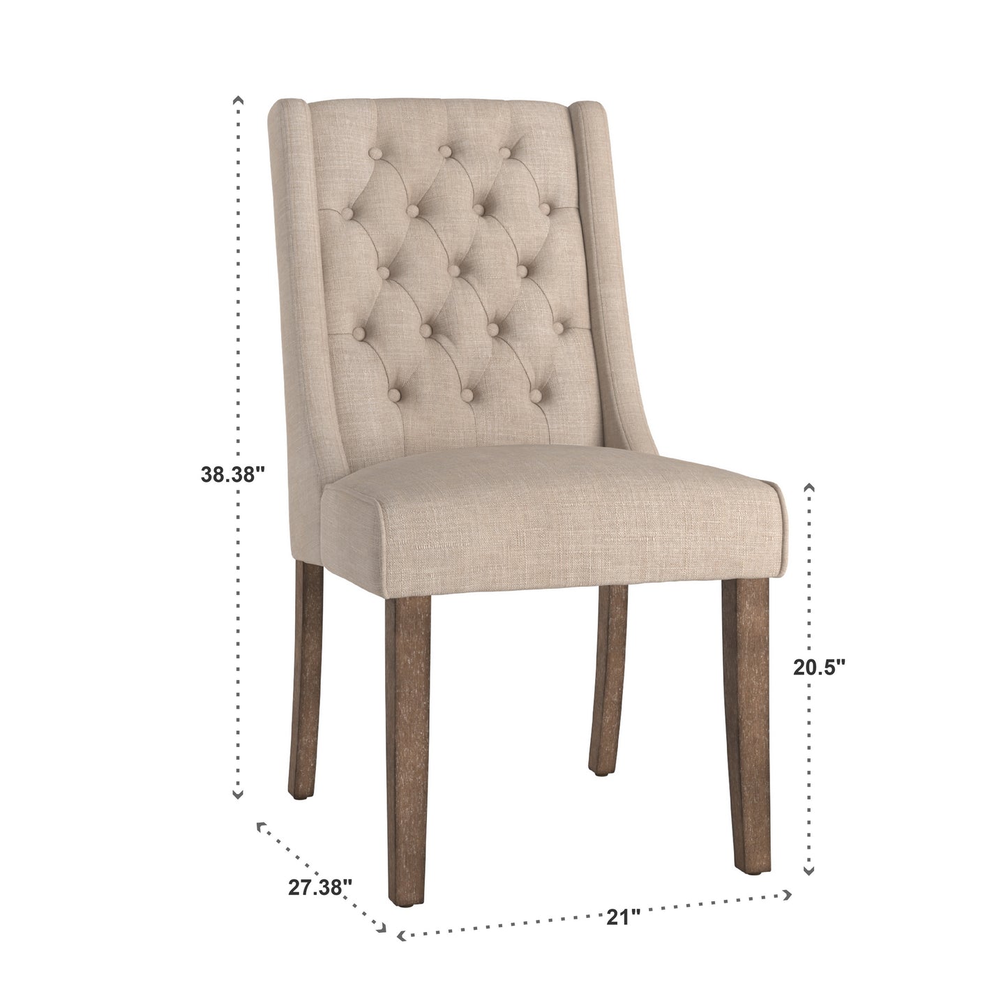Tufted Wingback Hostess Chairs (Set of 2) - Beige Linen