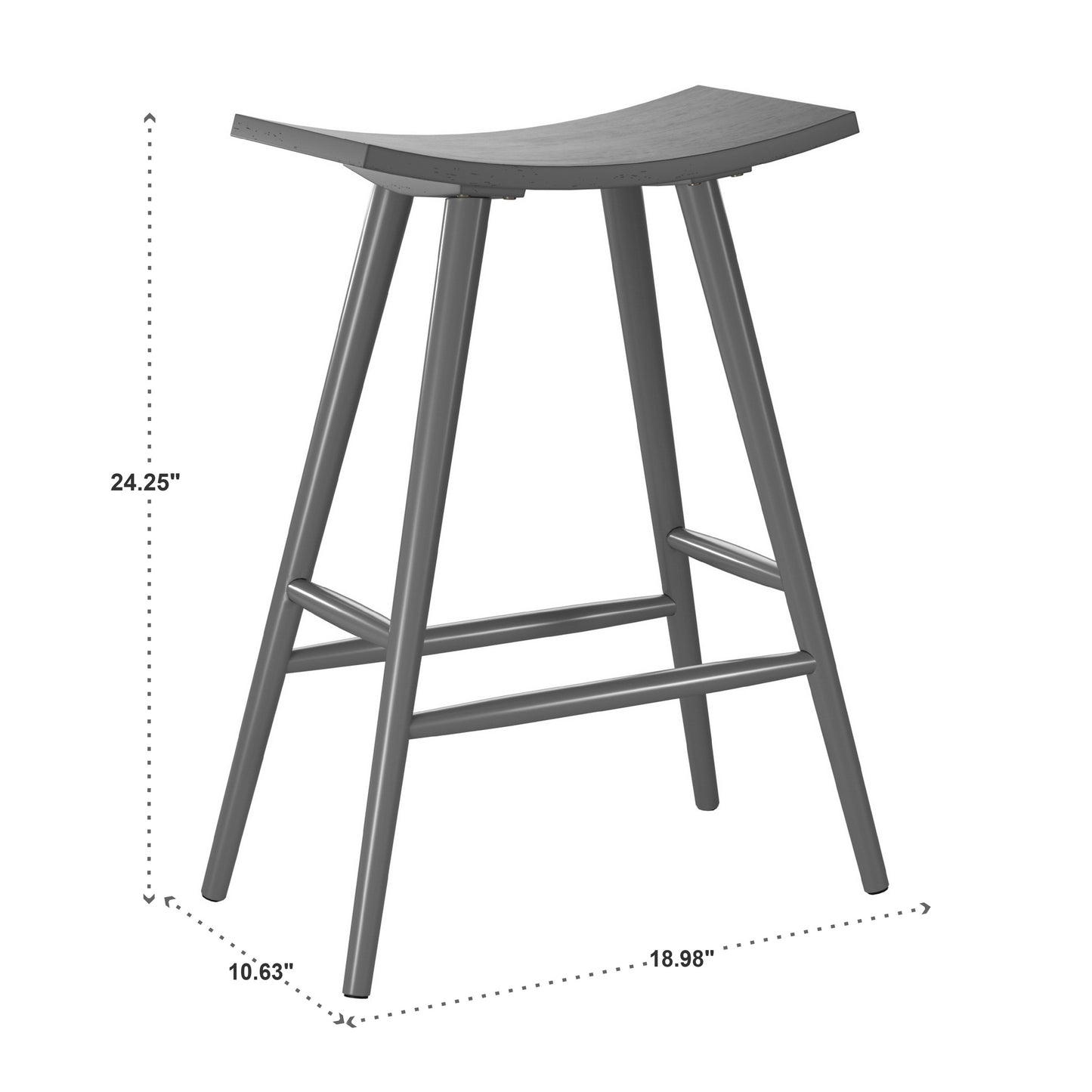 Solid Wood 24" Counter Stool - Frost Grey Finish
