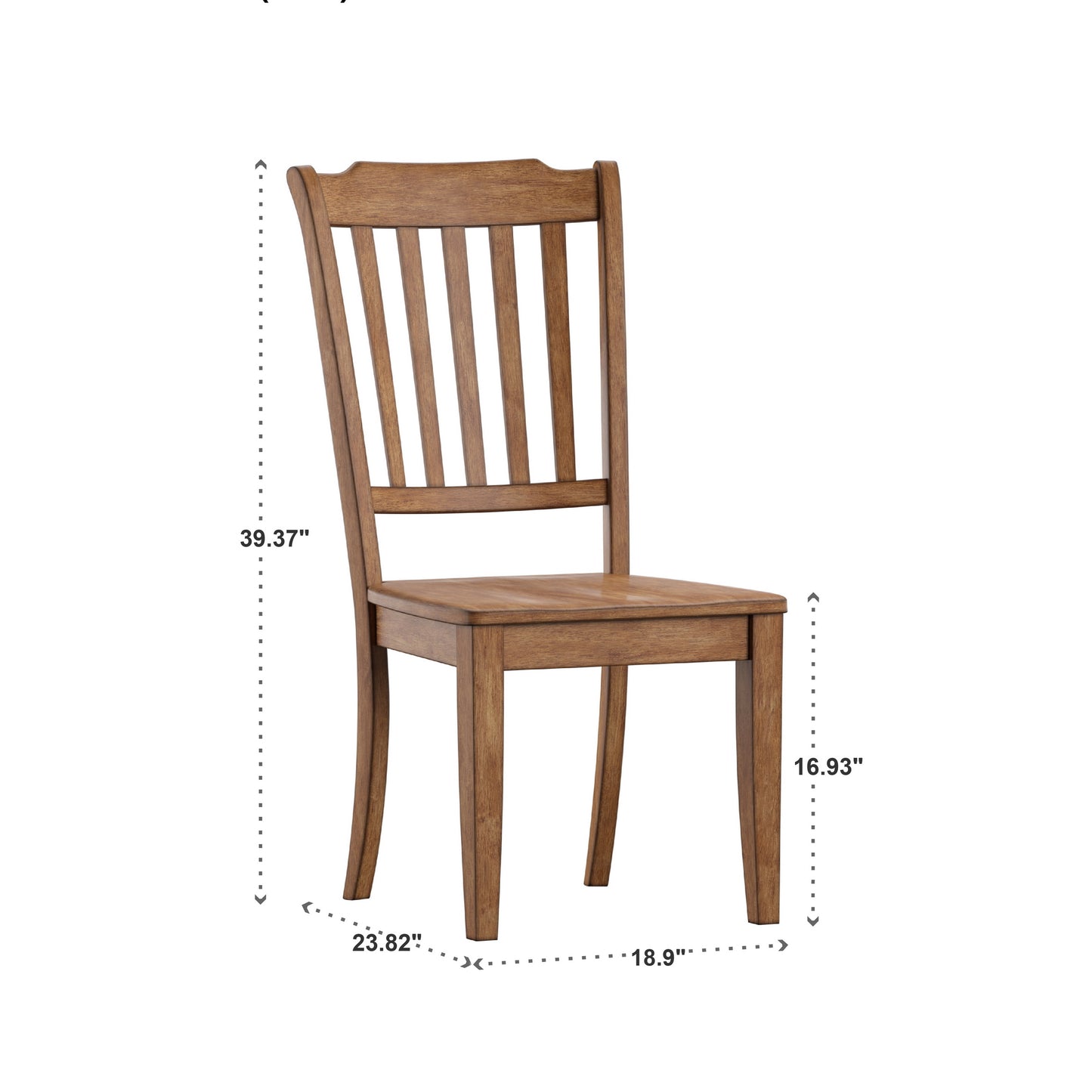 Slat Back Wood Dining Chairs (Set of 2) - Oak Finish