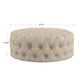 Round Tufted Ottoman with Casters - Grey Velvet