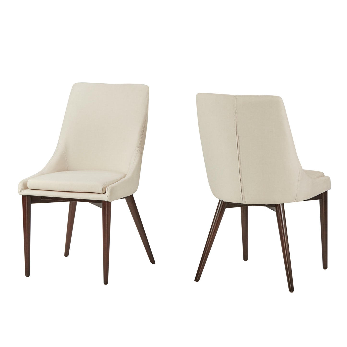 Mid-Century Barrel Back Linen Dining Chairs (Set of 2) - White Linen