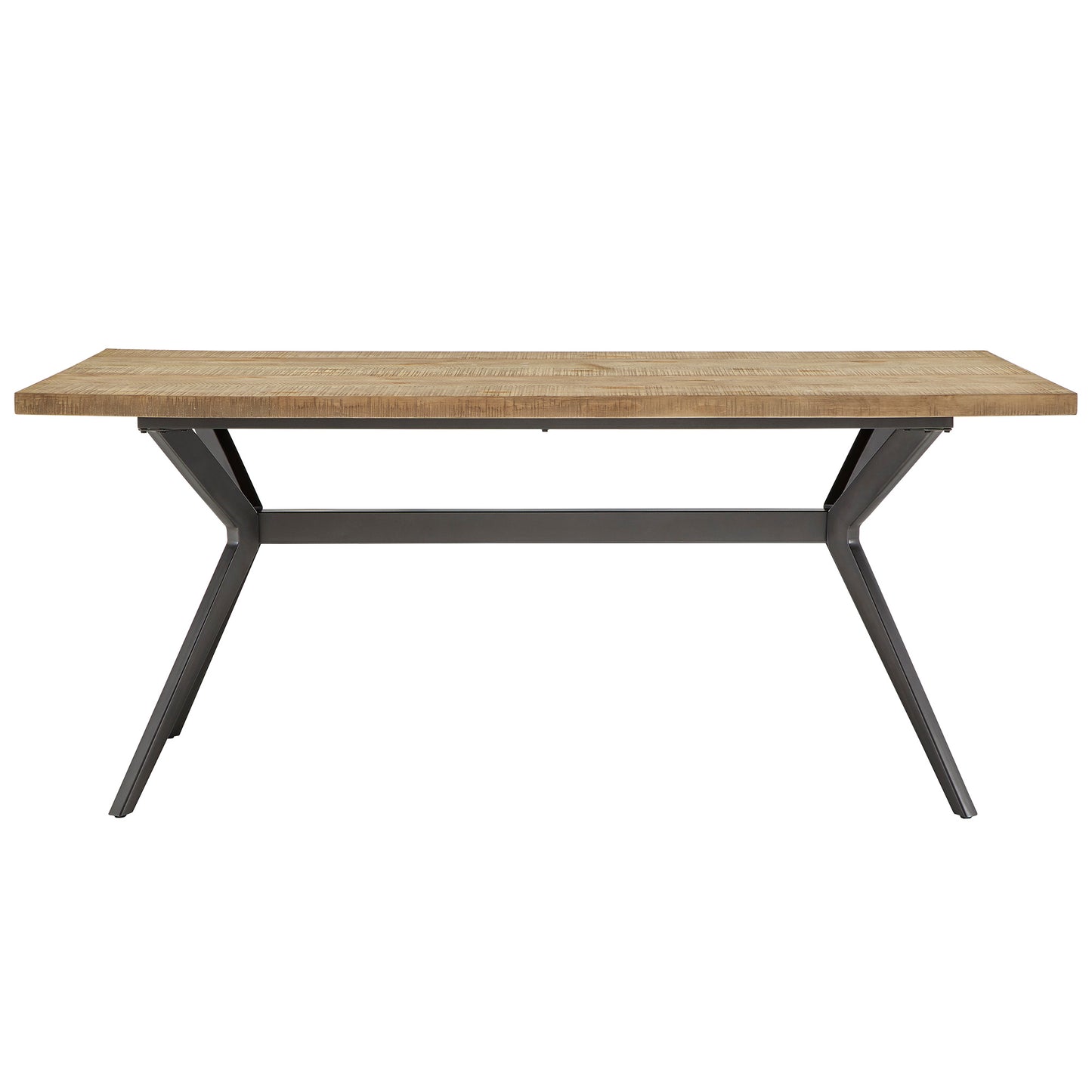 70" Iron Grey Metal Base 4-6 Person Dining Table - Light Pine Finish Top