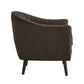 Mid-Century Modern Channel-Tufted Accent Chair with Removable Cushion Cover - Dark Chocolate