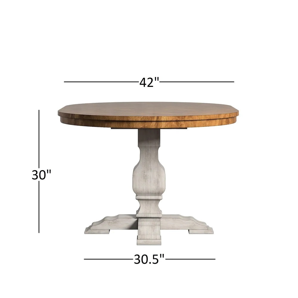 Two-Tone Oval Solid Wood Top Extending Dining Table - Oak Top with Antique Grey Base