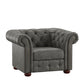 Tufted Scroll Arm Chesterfield Chair - Grey Polished Microfiber