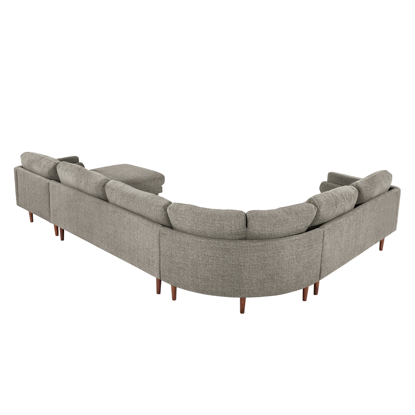 Mid-Century Upholstered Sectional Sofa - Light Grey, 7-Seat, U-Shape Sectional with Right-Facing Chaise