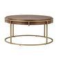 Round Table with Metal Base - Natural Finish, Coffee Table