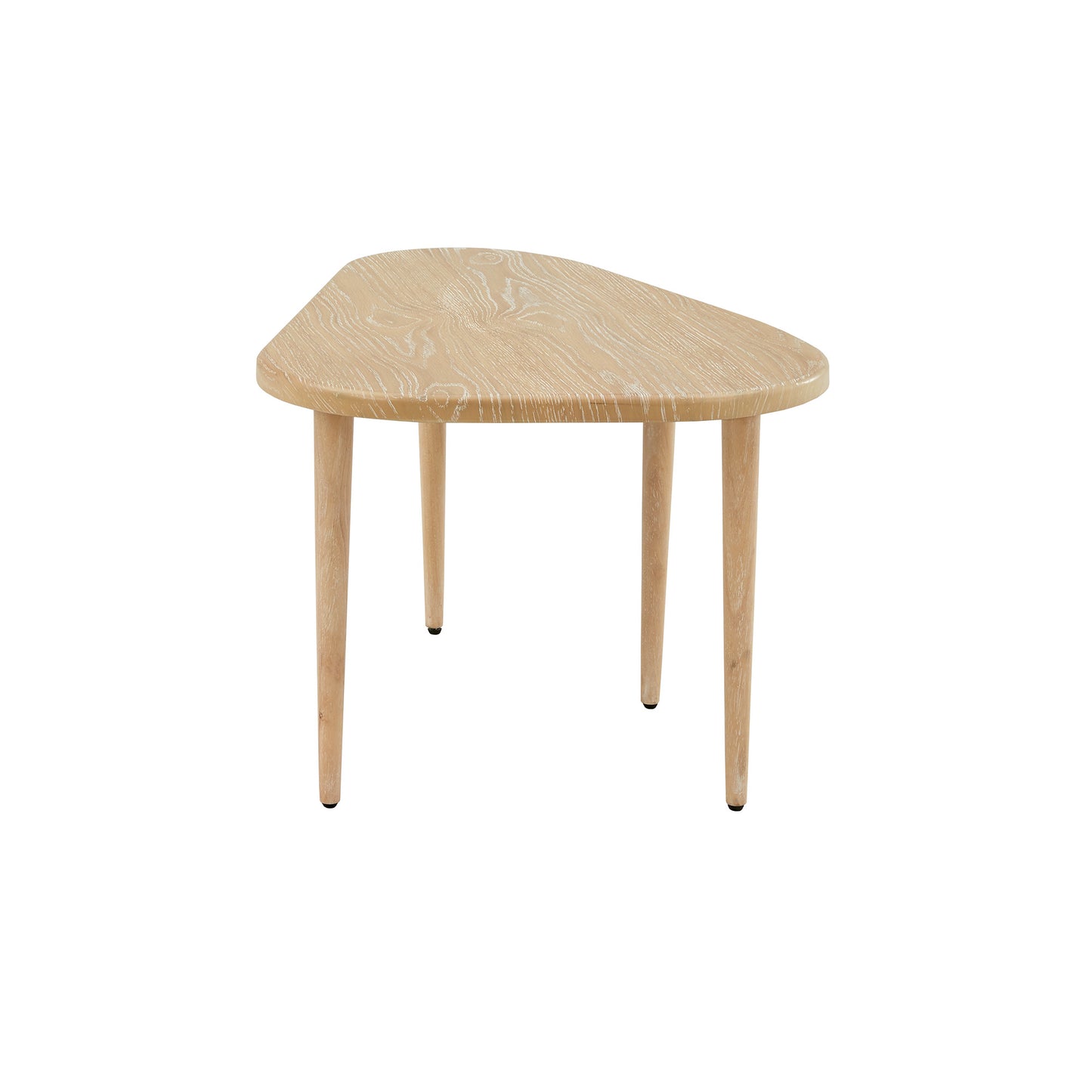 Wood Finish Teardrop 3 Legs Nesting Coffee Tables - Natural Finish