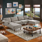 Mid-Century Upholstered Sectional Sofa - Light Grey, 4-Seat Sectional with Two Chaises