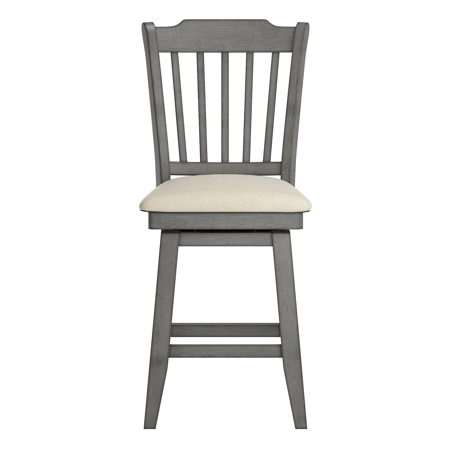Slat Back Counter Height Wood Swivel Chair - Antique Grey Finish