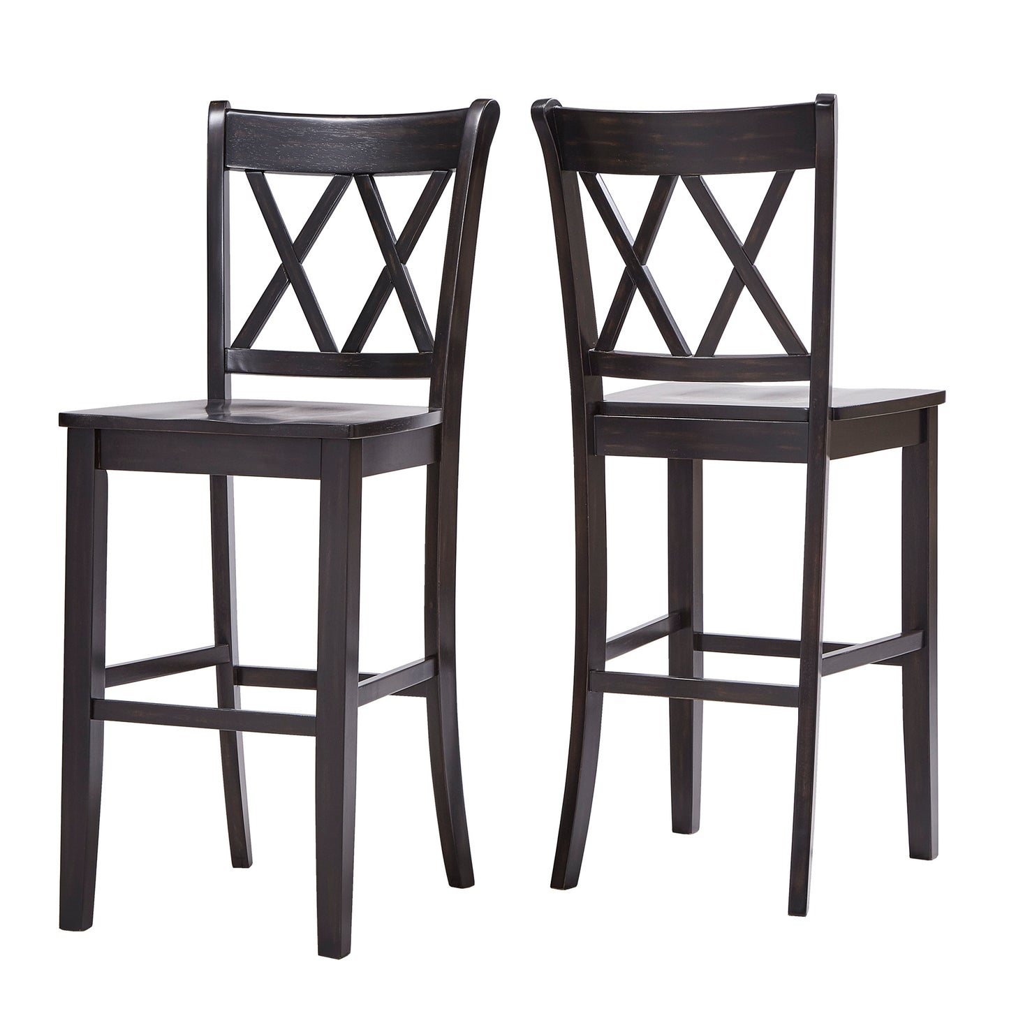 X-Back Bar Height Chairs (Set of 2) - Antique Black Finish