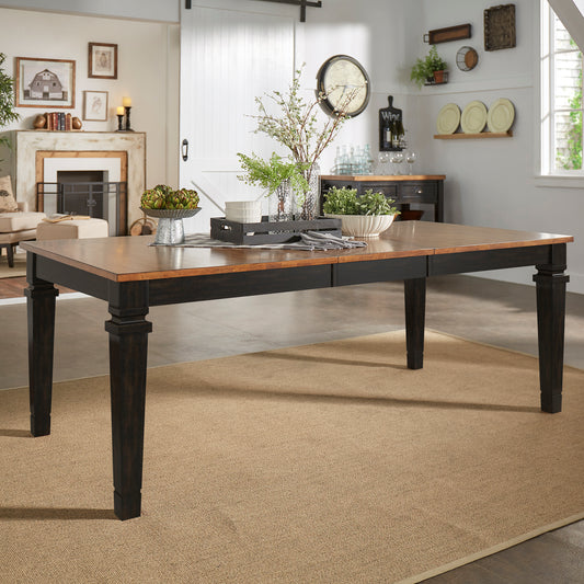 Solid Wood 64-82" Extendable Dining Table - Antique Black