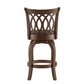 Scroll Back Swivel Stool - 24" Counter Height, Cherry Finish, Dark Gray Linen