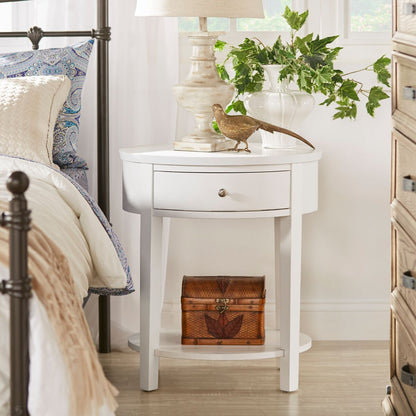 1-Drawer Oval End Table - White