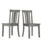Slat Back Wood Dining Chairs (Set of 2) - Antique Grey Finish