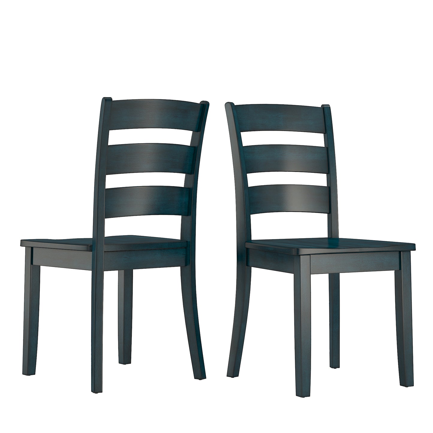 Ladder Back Wood Dining Chairs (Set of 2) - Antique Denim Finish