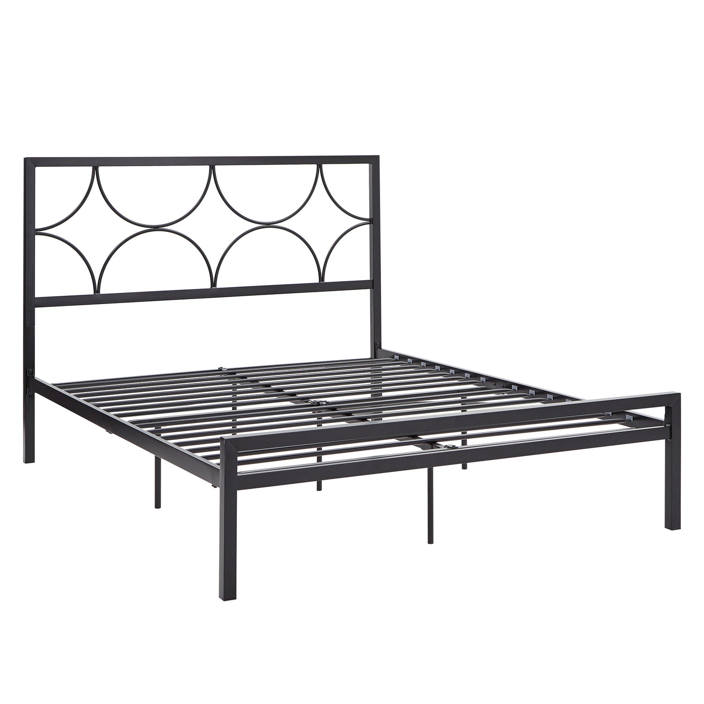 Metal Platform Bed with Twinkling Star Headboard - Black, Queen (Queen Size)