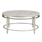 Champagne Silver Finish Marble Top Table - End Table and Coffee Table Set