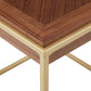 Square End Table with Metal Base - Natural Finish, Gold Base