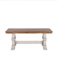 Two-Tone Trestle Leg Wood Dining Bench - Oak Top with Antique White Base