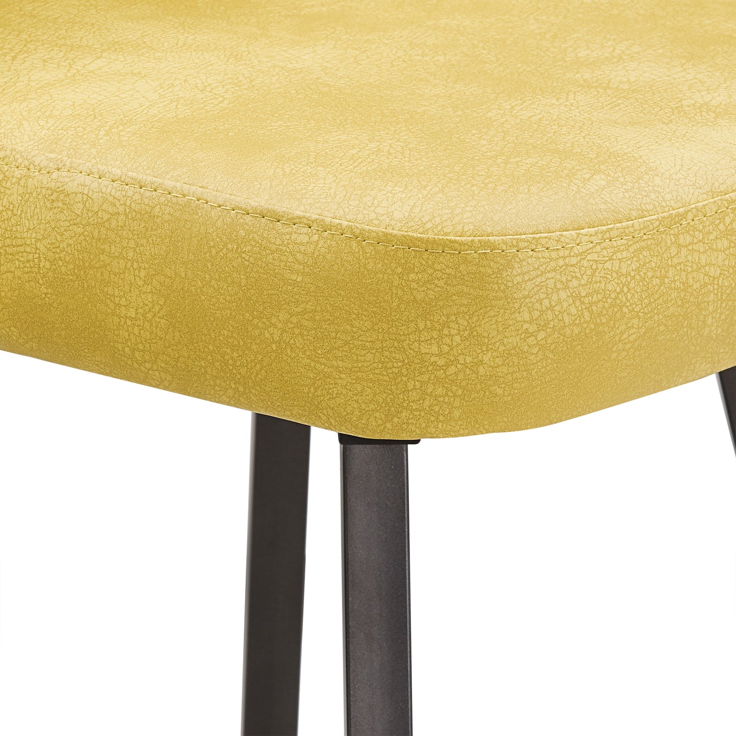 Metal Swivel Stools (Set of 2) - Yellow PU Leather, 24" Counter Height