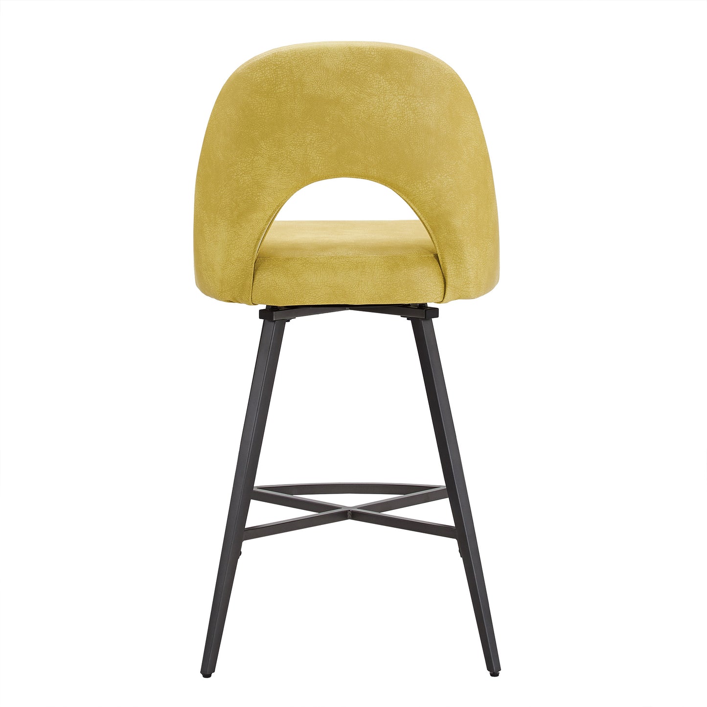 Metal Swivel Stools (Set of 2) - Yellow PU Leather, 24" Counter Height