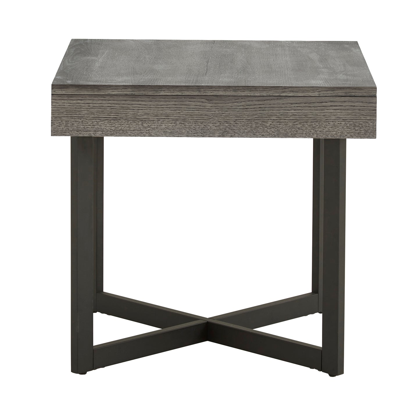 Wood Finish End Table with One Drawer - Grey Finish