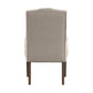 Light Distressed Natural Finish Linen Tufted Dining Chair - Beige Linen