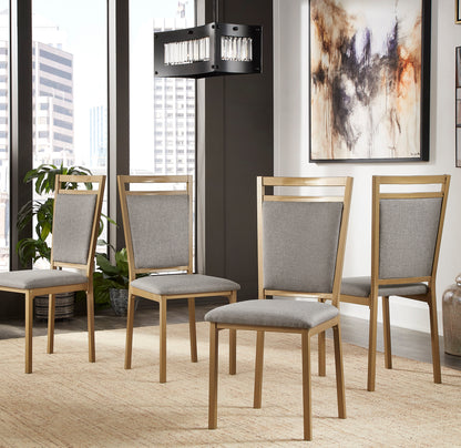 Metal Upholstered Dining Chairs - Grey Linen, Set of 4