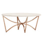 Champagne Gold Finish Coffee Table with White Faux Marble Top