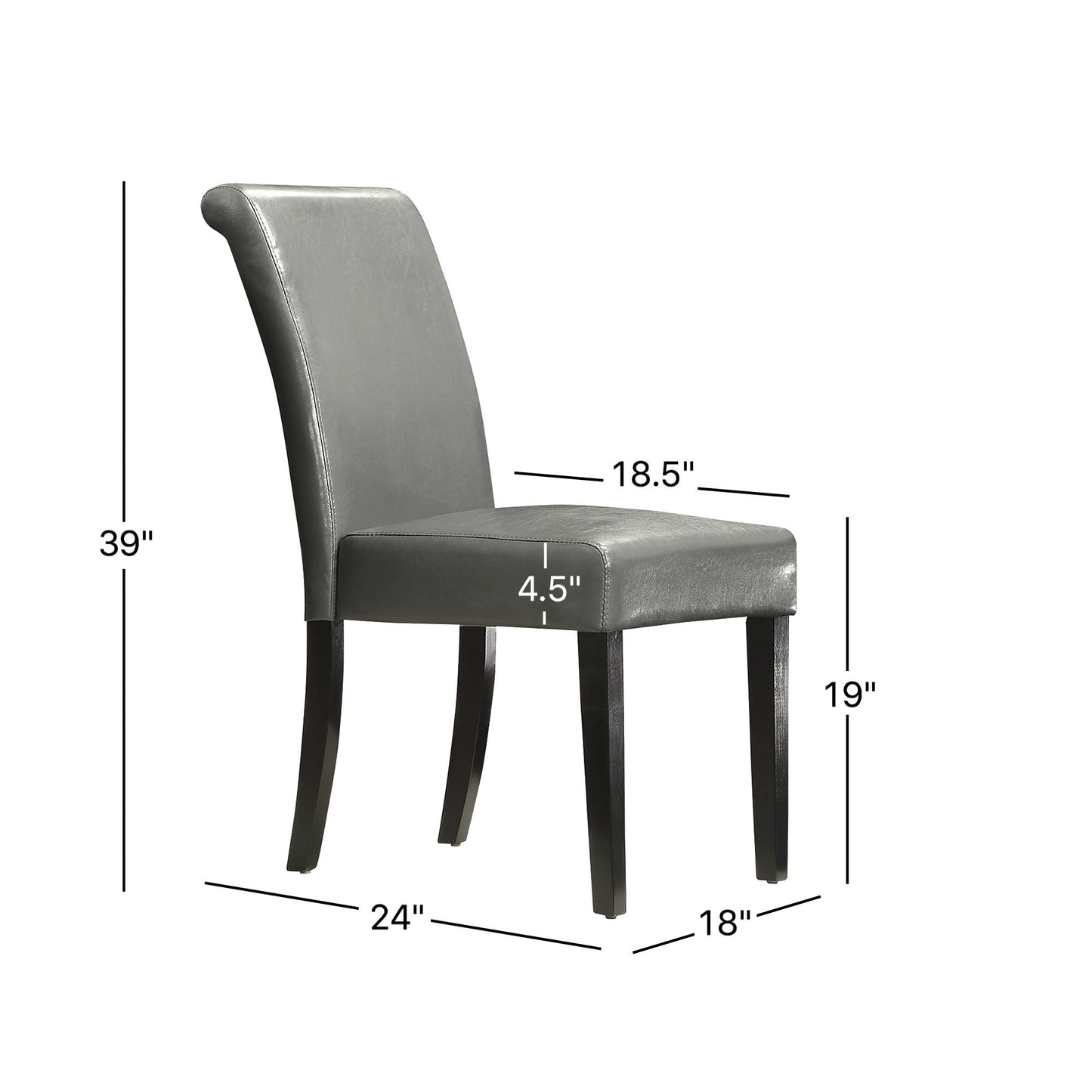 Faux Leather Upholstered Dining Chair (Set of 2) - Gray Vinyl