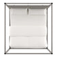 Metal Canopy Bed with Upholstered Headboard - Grey Linen, Chrome Finish, King Size