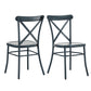 Oak Round Solid Wood Top 5-Piece Dining Set with X-Cross Back Chairs - Antique Dark Denim Finish Chairs