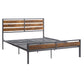 Low Profile Metal Platform Bed with Wood Finish Panels - Gray, Queen (Queen Size)