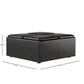 Upholstered Storage Ottoman - Dark Brown Faux Leather