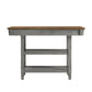 Two-Tone Antique Kitchen Island Buffet - Oak Top with Antique Grey Base